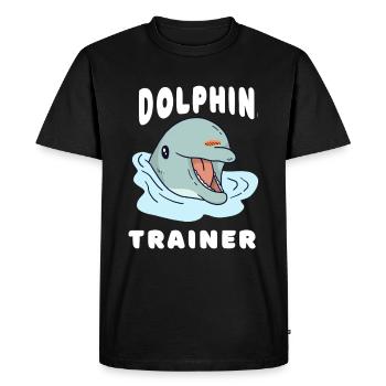 Mignon dauphin design n entraîneur de dauphins - T-shirt Premium bio Homme - noir - Devant - Nico (187cm)