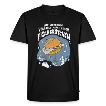 Fischbrötchen Möwe Norddeutsch - Männer Premium Bio T-Shirt - Schwarz - Vorne - Nico (187cm)