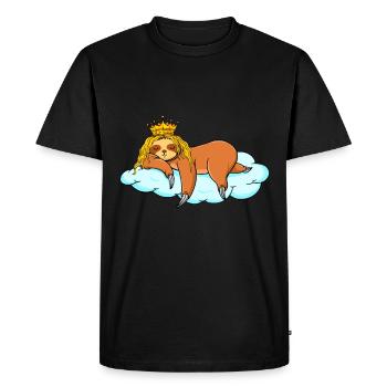 Sleeping sloth with crown - Men's Premium Organic T-Shirt - black - Front - Nico (187cm)