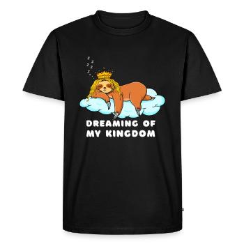 Sleeping sloth with crown - Men's Premium Organic T-Shirt - black - Front - Nico (187cm)