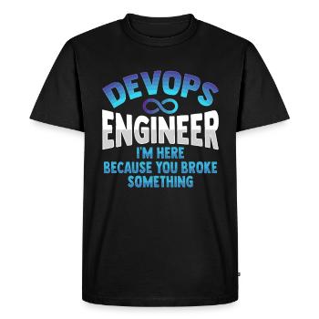 Ingénieur Devops développeur Sys-Admin - T-shirt Premium bio Homme - noir - Devant - Nico (187cm)