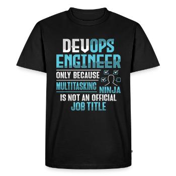 Ingénieur Devops développeur Sys-Admin - T-shirt Premium bio Homme - noir - Devant - Nico (187cm)