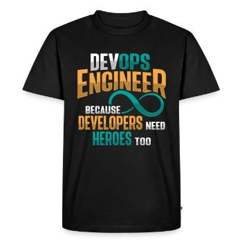 Ingénieur Devops développeur Sys-Admin - T-shirt Premium bio Homme - noir - Devant - Nico (187cm)