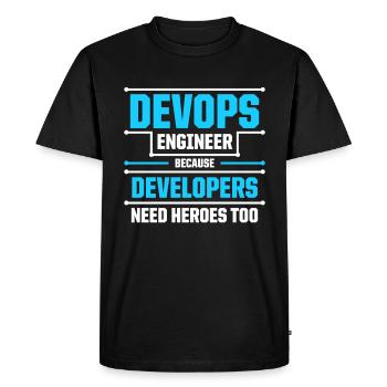 Ingénieur Devops développeur Sys-Admin - T-shirt Premium bio Homme - noir - Devant - Nico (187cm)