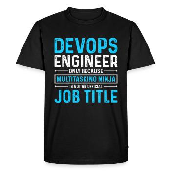 Ingénieur Devops développeur Sys-Admin - T-shirt Premium bio Homme - noir - Devant - Nico (187cm)