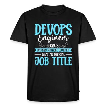 Développeur Devops Sys-Admin - T-shirt Premium bio Homme - noir - Devant - Nico (187cm)