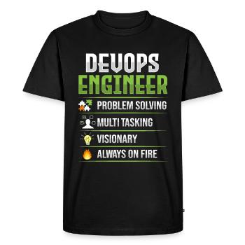 Développeur Devops Sys-Admin - T-shirt Premium bio Homme - noir - Devant - Nico (187cm)