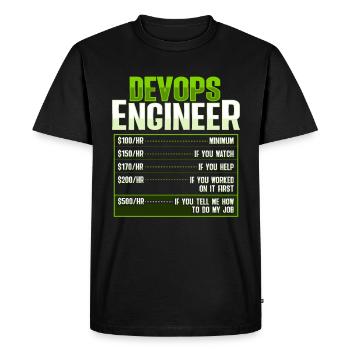 Développeur Devops Sys-Admin - T-shirt Premium bio Homme - noir - Devant - Nico (187cm)