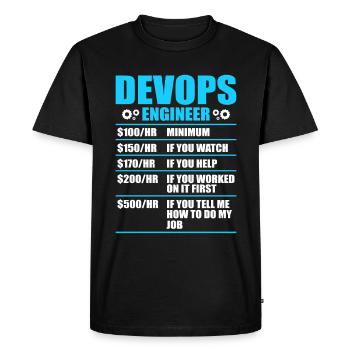 Développeur Devops Sys-Admin - T-shirt Premium bio Homme - noir - Devant - Nico (187cm)