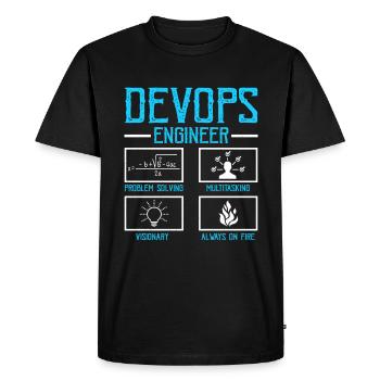 Développeur Devops Sys-Admin - T-shirt Premium bio Homme - noir - Devant - Nico (187cm)
