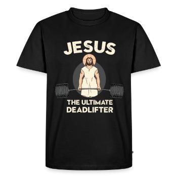 Jésus Deadlift Christ - T-shirt Premium bio Homme - noir - Devant - Nico (187cm)