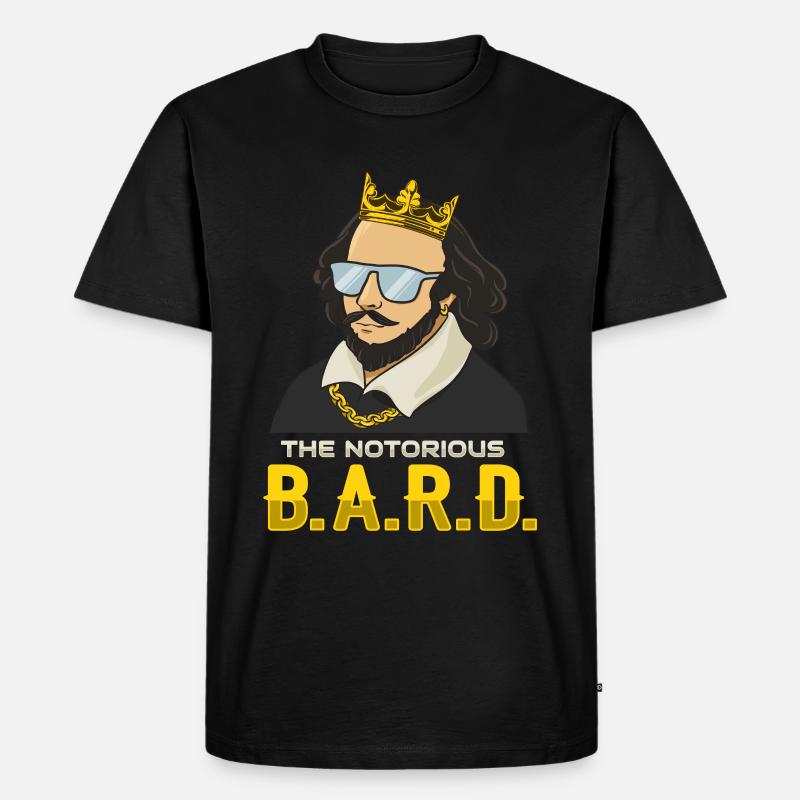 William Shakespeare mit Krone - Männer Premium Bio T-Shirt - Schwarz