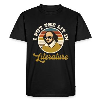 J’ai mis la lumière dans la littérature Shakespeare - T-shirt Premium bio Homme - noir - Devant - Nico (187cm)