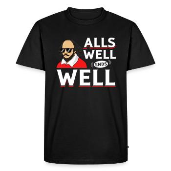 William Shakespeare « End well all good » design - T-shirt Premium bio Homme - noir - Devant - Nico (187cm)