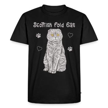 Scottish Folding Ear Cat Scottish Fold Gift - Men's Premium Organic T-Shirt - black - Front - Nico (187cm)