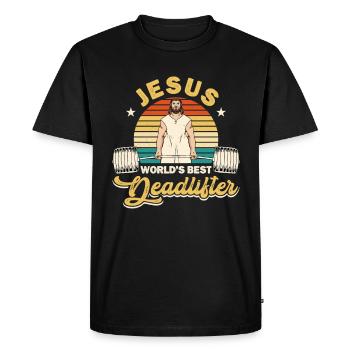 Jesus Weightlifter - Men's Premium Organic T-Shirt - black - Front - Nico (187cm)