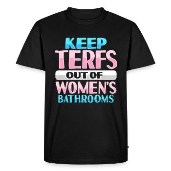 Pas de Terfs Transféminisme Personne Trans - T-shirt Premium bio Homme - noir - Devant - Nico (187cm)