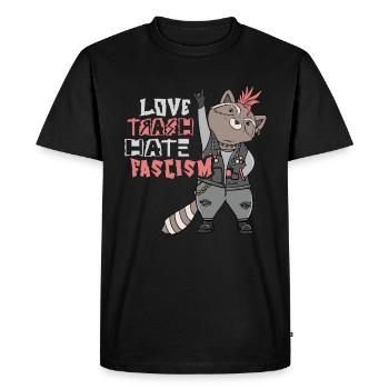 Love Trash Hate Facism Militants antifascistes - T-shirt Premium bio Homme - noir - Devant - Nico (187cm)