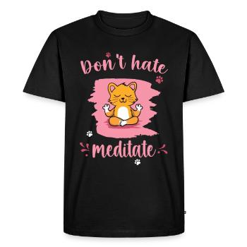 Chat Méditation Relaxation Chatons Chats Yoga - T-shirt Premium bio Homme - noir - Devant - Nico (187cm)