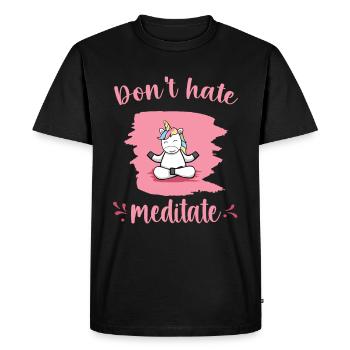 Licorne Méditation Relaxation Yoga Cadeau - T-shirt Premium bio Homme - noir - Devant - Nico (187cm)