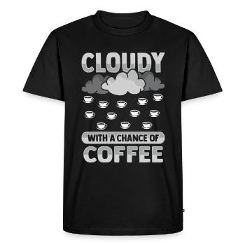 Cloudy with a chance for coffee design - Men's Premium Organic T-Shirt - black - Front - Nico (187cm)