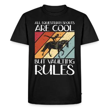 Chevaux de saut d’équitation Sport équestre Cadeau équestre - T-shirt Premium bio Homme - noir - Devant - Nico (187cm)