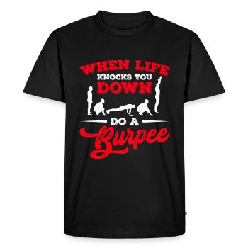 Faites un design Burpee pour l’entraînement aérobique - T-shirt Premium bio Homme - noir - Devant - Nico (187cm)