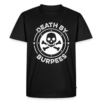 Death by Burpee’s design pour l’entraînement aérobique - T-shirt Premium bio Homme - noir - Devant - Nico (187cm)
