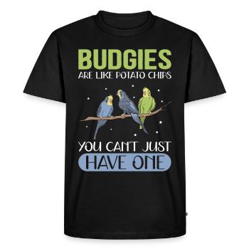 Le propriétaire de Budgerigar | Cadeau Budgerigars - T-shirt Premium bio Homme - noir - Devant - Nico (187cm)