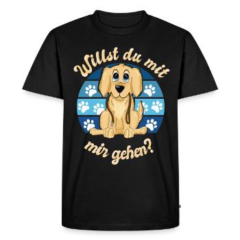 Le chiot Labrador Golden Retriever veut l’accompagner - T-shirt Premium bio Homme - noir - Devant - Nico (187cm)