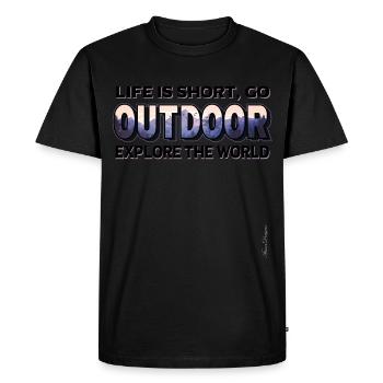 Explorez le monde, Montagnes et forêts, Randonnée - T-shirt Premium bio Homme - noir - Devant - Nico (187cm)