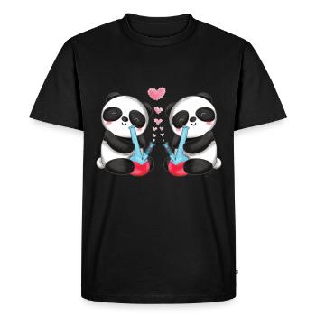 Panda Ours en amour Smoke Bong Mignon - T-shirt Premium bio Homme - noir - Devant - Nico (187cm)