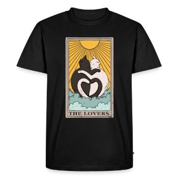Conception de carte de tarot Cat The Lovers pour un tarot - T-shirt Premium bio Homme - noir - Devant - Nico (187cm)