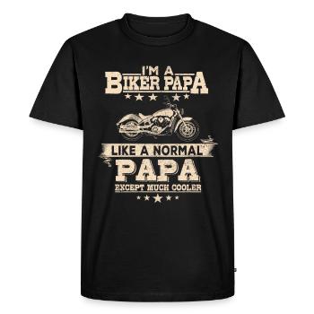 Biker Motorcycle Papa - Comme Papa normal mais cool - T-shirt Premium bio Homme - noir - Devant - Nico (187cm)