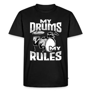 Conception de percussions de batterie - T-shirt Premium bio Homme - noir - Devant - Nico (187cm)