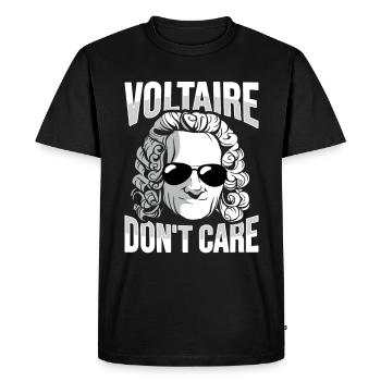 Voltaire Don't Care Design - Men's Premium Organic T-Shirt - black - Front - Nico (187cm)
