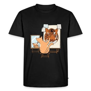 Arts visuels Peinture de chat Peinture - T-shirt Premium bio Homme - noir - Devant - Nico (187cm)