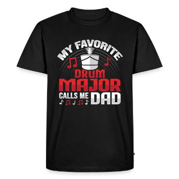 Drum Major m’appelle papa design pour un tambour - T-shirt Premium bio Homme - noir - Devant - Nico (187cm)