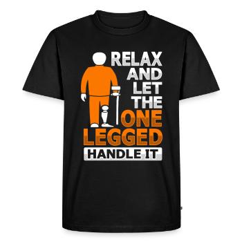 Prothèse de jambe amputée Amputation - T-shirt Premium bio Homme - noir - Devant - Nico (187cm)