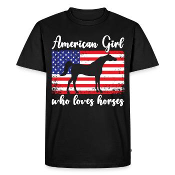 Fille américaine qui aime les chevaux arabes - T-shirt Premium bio Homme - noir - Devant - Nico (187cm)