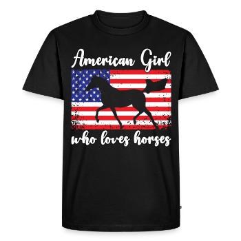 Fille américaine qui aime les chevaux arabes - T-shirt Premium bio Homme - noir - Devant - Nico (187cm)