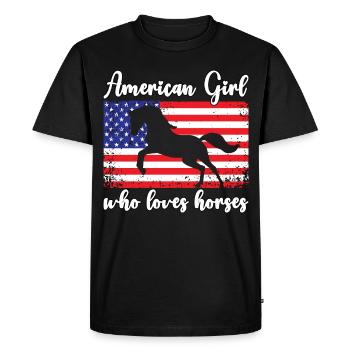 Fille américaine qui aime les chevaux arabes - T-shirt Premium bio Homme - noir - Devant - Nico (187cm)