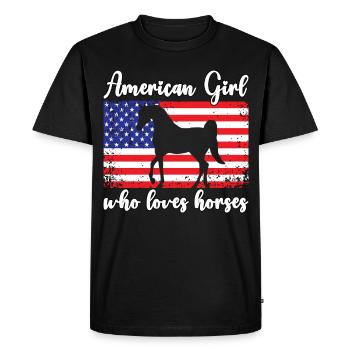 Fille américaine qui aime les chevaux arabes - T-shirt Premium bio Homme - noir - Devant - Nico (187cm)