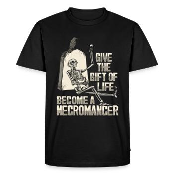 Undead Romance Necromancer Skeleton Gothic Satanist - Men's Premium Organic T-Shirt - black - Front - Nico (187cm)
