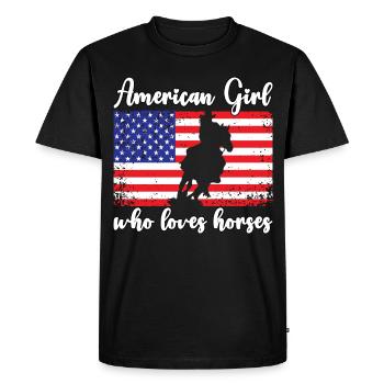 Fille américaine qui aime les chevaux arabes - T-shirt Premium bio Homme - noir - Devant - Nico (187cm)