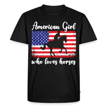Fille américaine qui aime les chevaux arabes - T-shirt Premium bio Homme - noir - Devant - Nico (187cm)