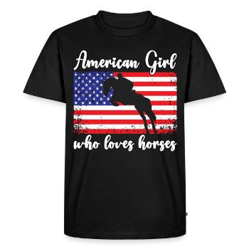 Fille américaine qui aime les chevaux arabes - T-shirt Premium bio Homme - noir - Devant - Nico (187cm)