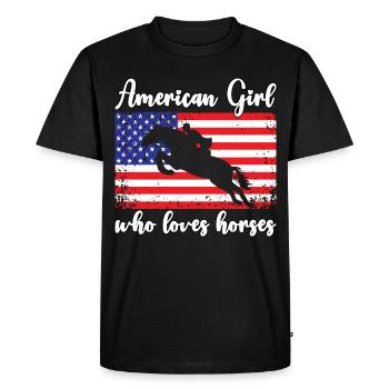 Fille américaine qui aime les chevaux arabes - T-shirt Premium bio Homme - noir - Devant - Nico (187cm)