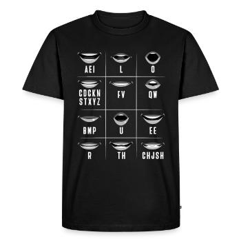 Lecture labiale ASL Gestes de la main Personnes sourdes - T-shirt Premium bio Homme - noir - Devant - Nico (187cm)