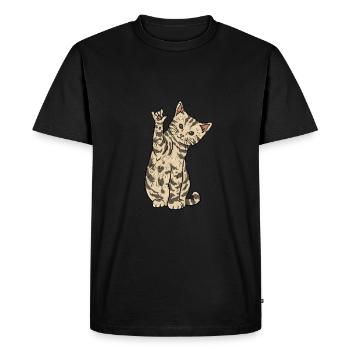 ILY Cat ASL Handgestik Gehörlose Hörverlust - Männer Premium Bio T-Shirt - Schwarz - Vorne - Nico (187cm)